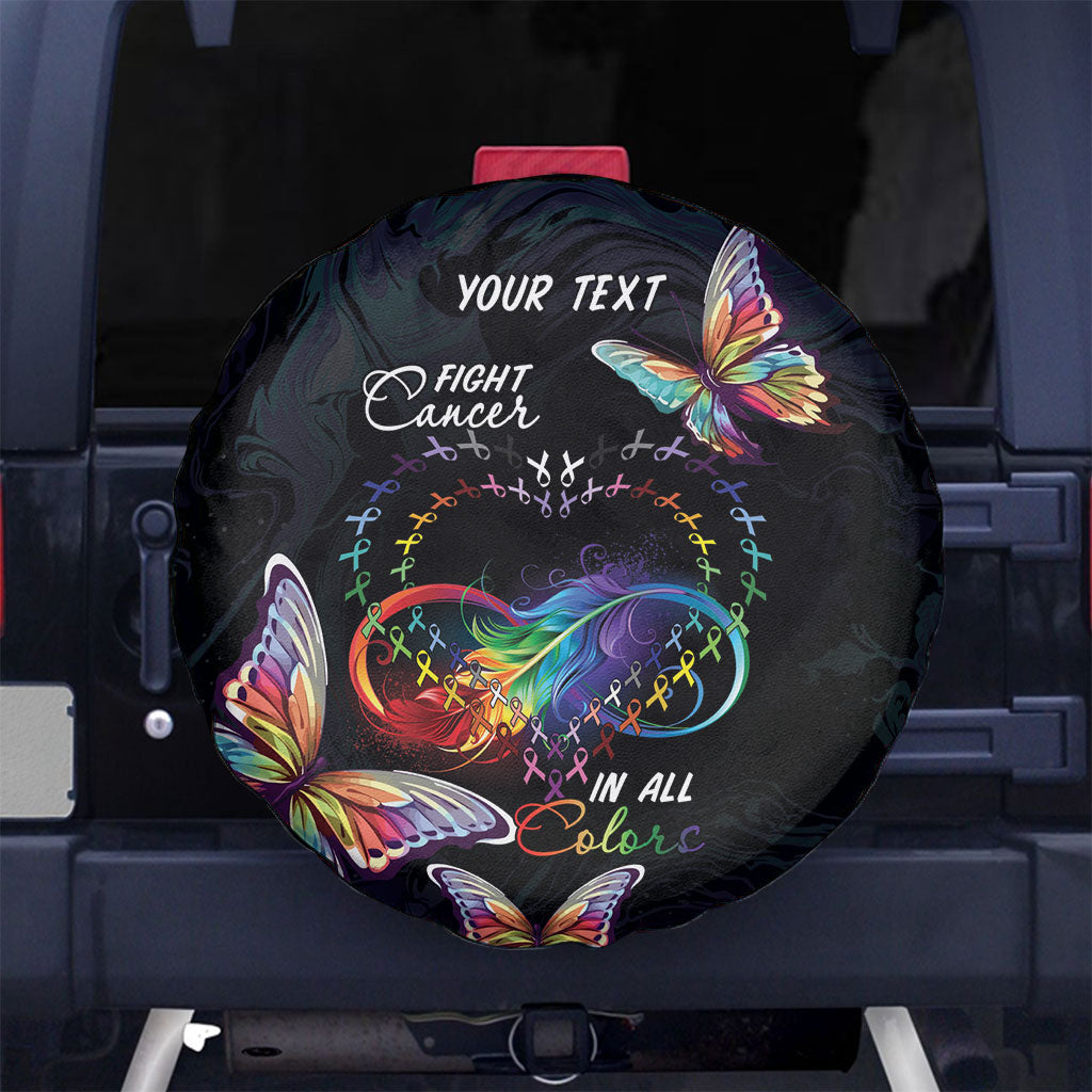 Fight Cancer In All Colors Personalized Spare Tire Cover Whimsical Butterflies