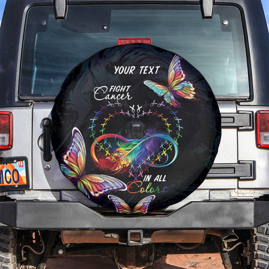 Fight Cancer In All Colors Personalized Spare Tire Cover Whimsical Butterflies