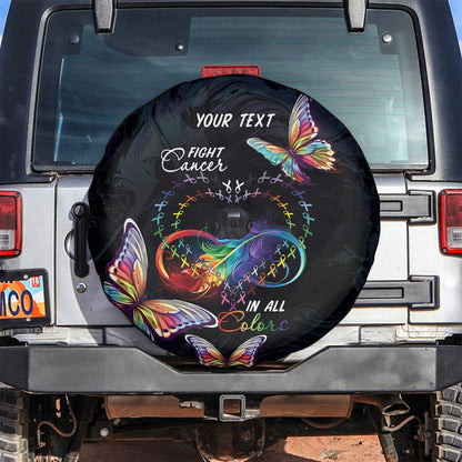 Fight Cancer In All Colors Personalized Spare Tire Cover Whimsical Butterflies