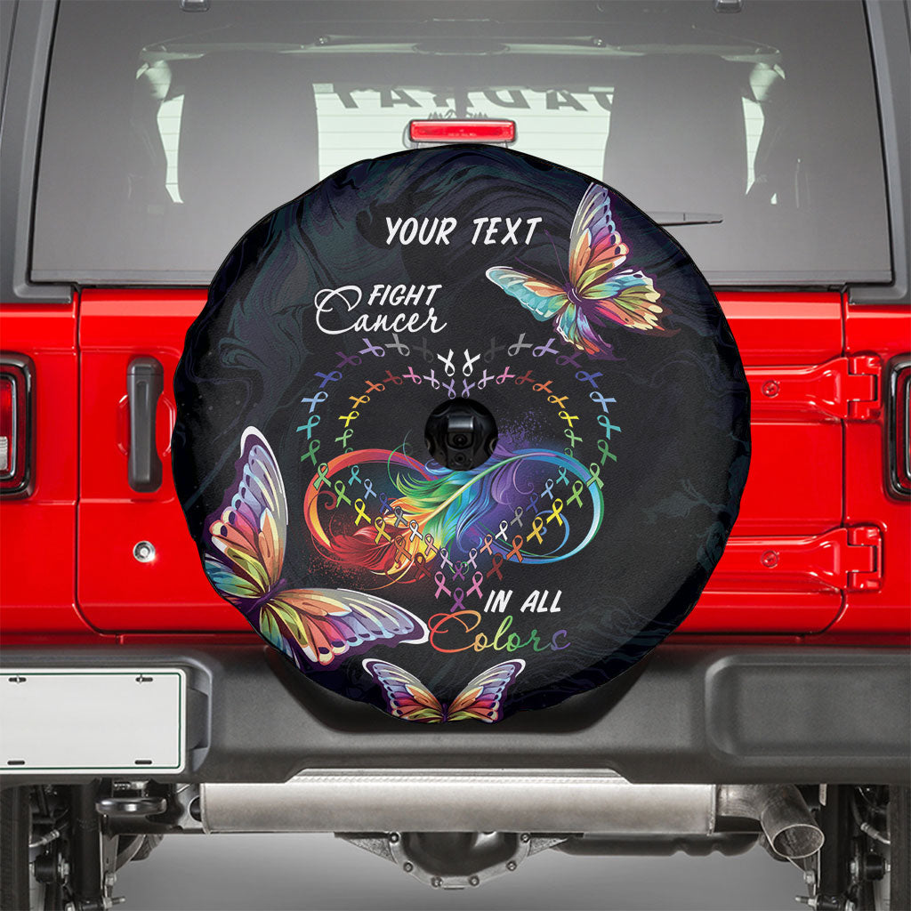 Fight Cancer In All Colors Personalized Spare Tire Cover Whimsical Butterflies