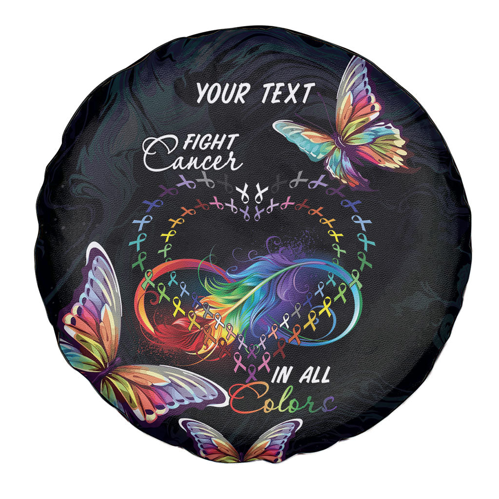 Fight Cancer In All Colors Personalized Spare Tire Cover Whimsical Butterflies