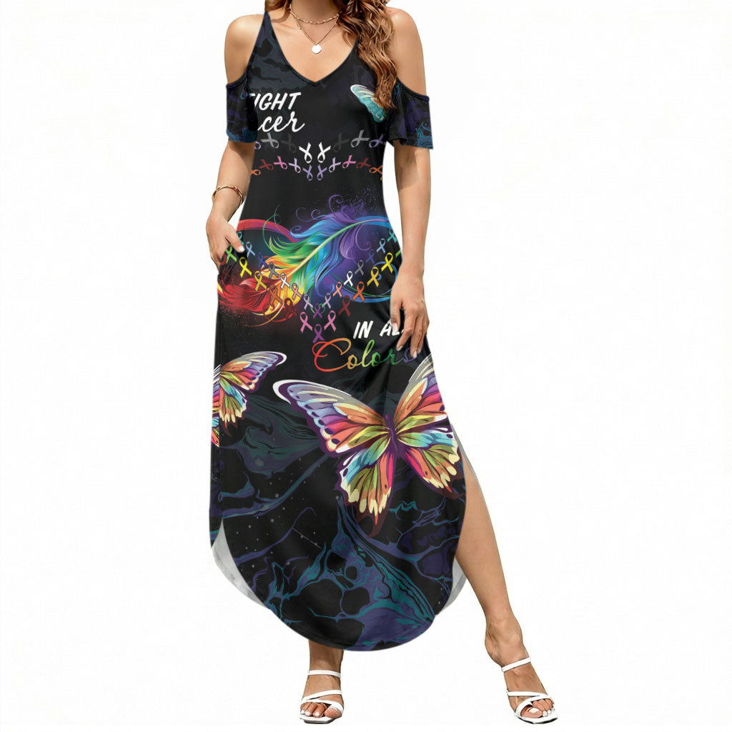 Fight Cancer In All Colors Personalized Summer Maxi Dress Whimsical Butterflies