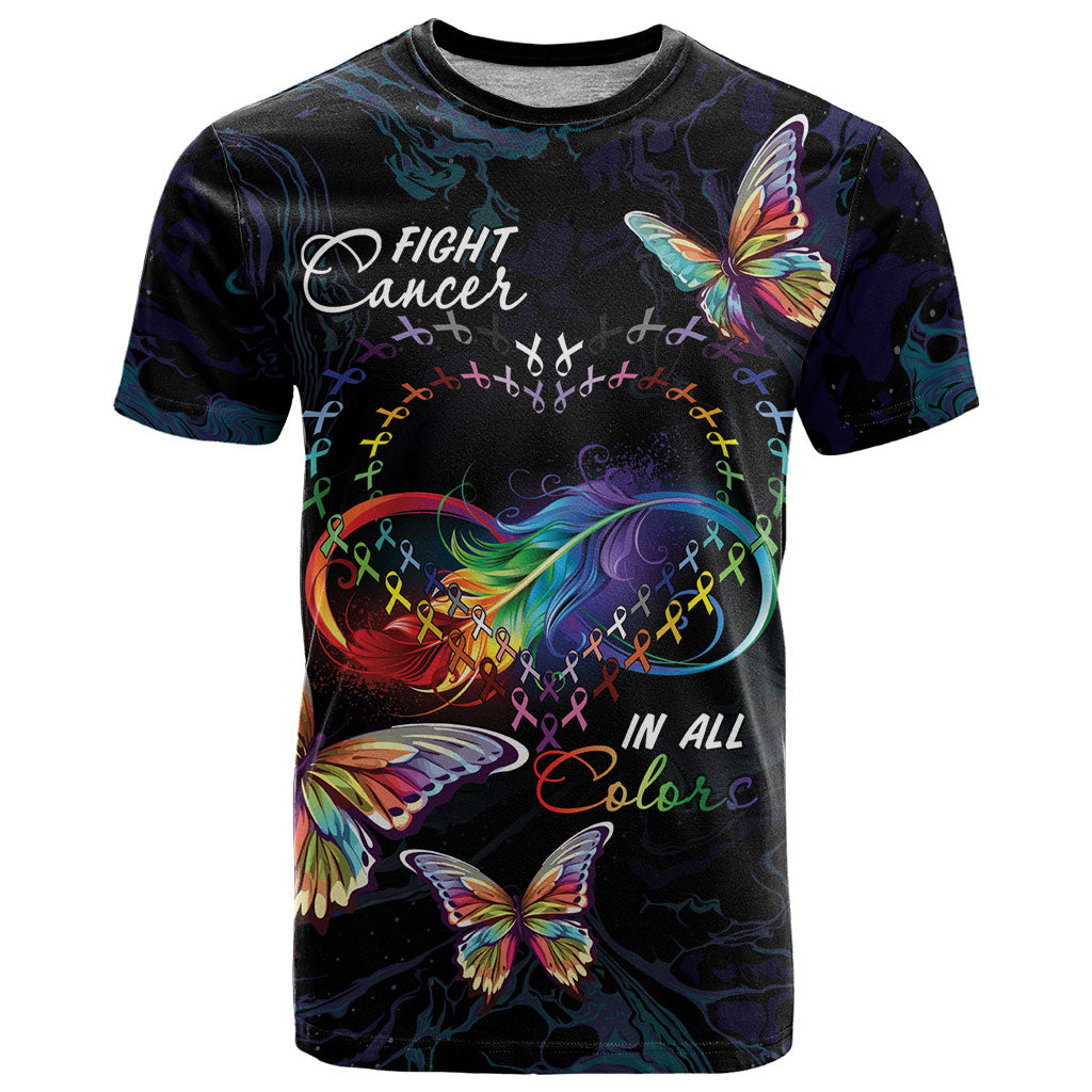 Fight Cancer In All Colors Personalized T Shirt Whimsical Butterflies