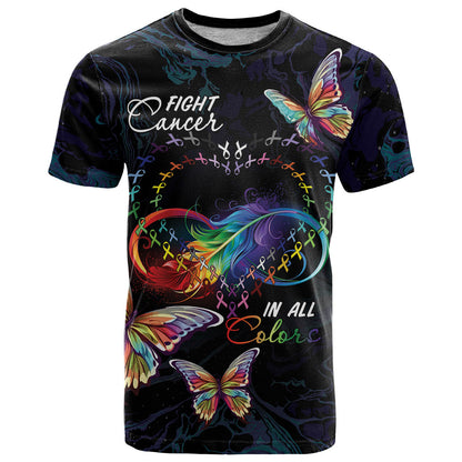 Fight Cancer In All Colors Personalized T Shirt Whimsical Butterflies
