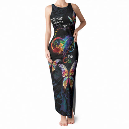 Fight Cancer In All Colors Personalized Tank Maxi Dress Whimsical Butterflies