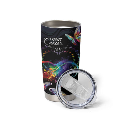 Fight Cancer In All Colors Personalized Tumbler Cup Whimsical Butterflies
