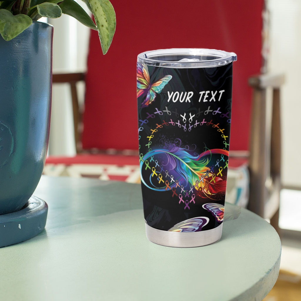 Fight Cancer In All Colors Personalized Tumbler Cup Whimsical Butterflies