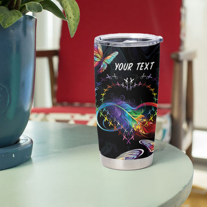 Fight Cancer In All Colors Personalized Tumbler Cup Whimsical Butterflies