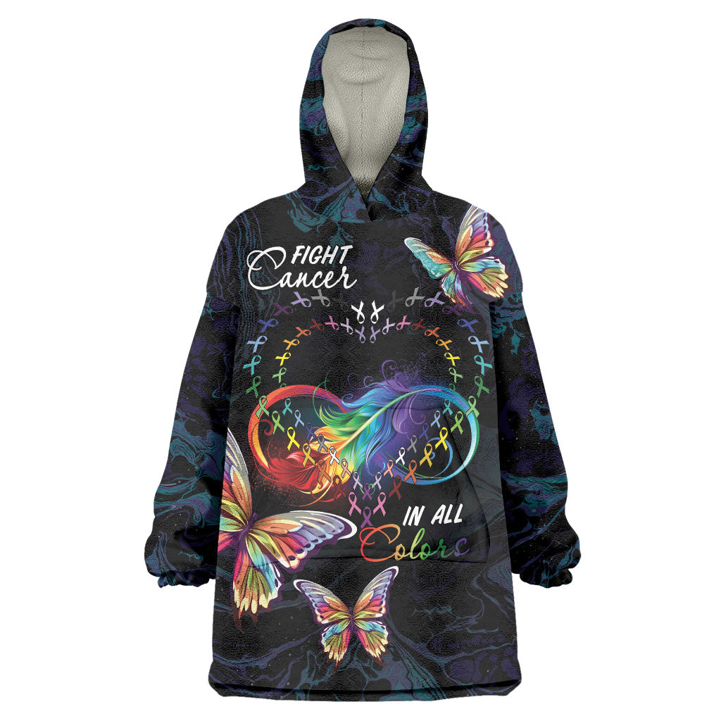 Fight Cancer In All Colors Personalized Wearable Blanket Hoodie Whimsical Butterflies