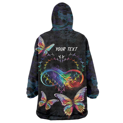 Fight Cancer In All Colors Personalized Wearable Blanket Hoodie Whimsical Butterflies