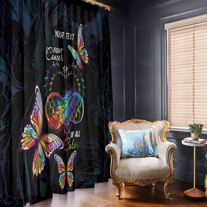 Fight Cancer In All Colors Personalized Window Curtain Whimsical Butterflies