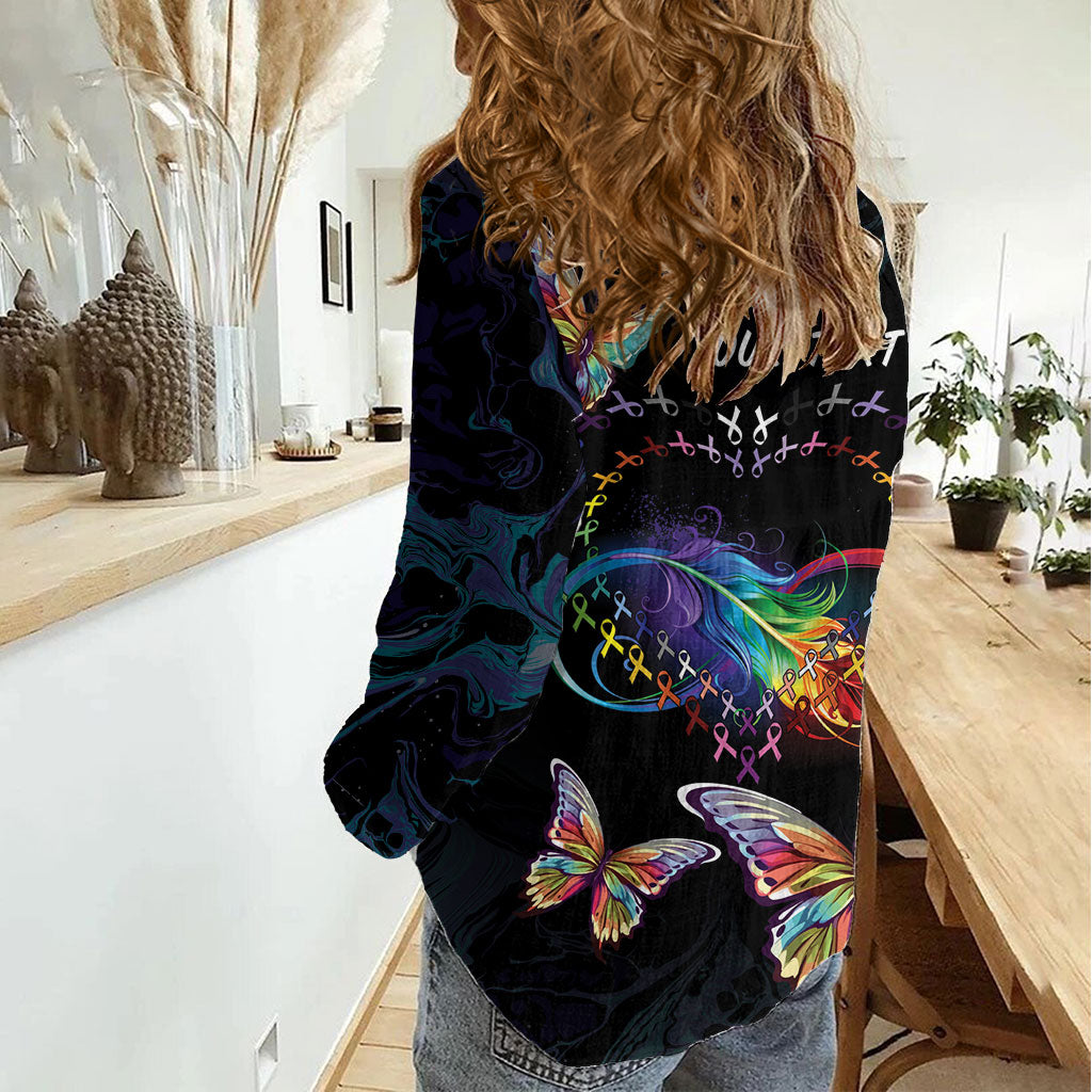 Fight Cancer In All Colors Personalized Women Casual Shirt Whimsical Butterflies