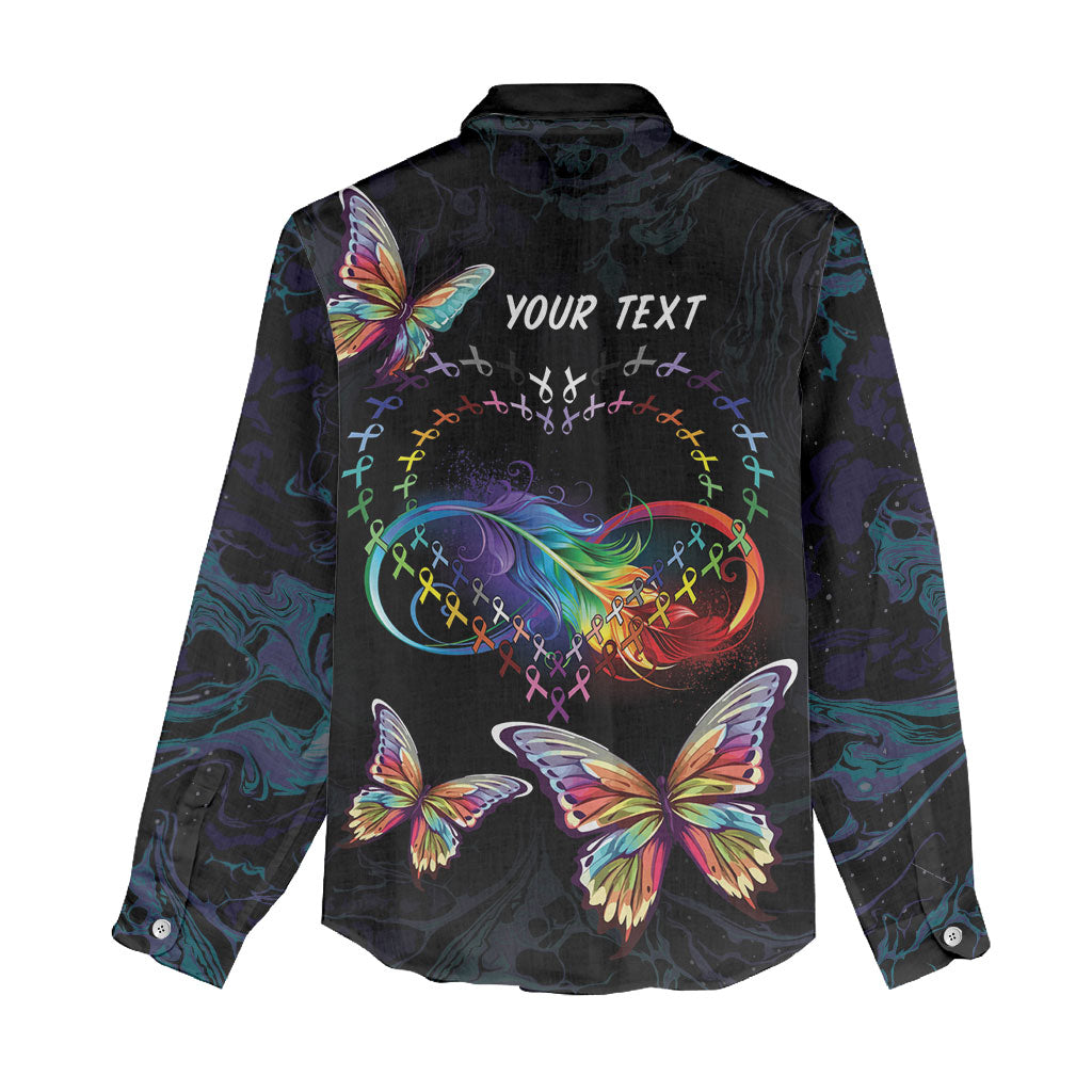 Fight Cancer In All Colors Personalized Women Casual Shirt Whimsical Butterflies
