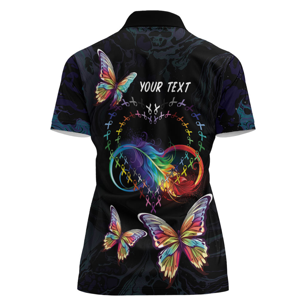 Fight Cancer In All Colors Personalized Women Polo Shirt Whimsical Butterflies