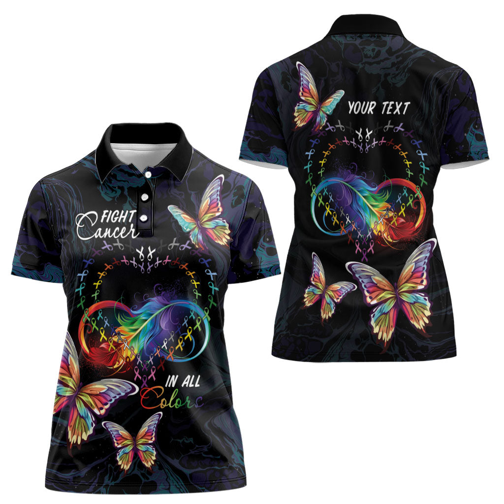 Fight Cancer In All Colors Personalized Women Polo Shirt Whimsical Butterflies