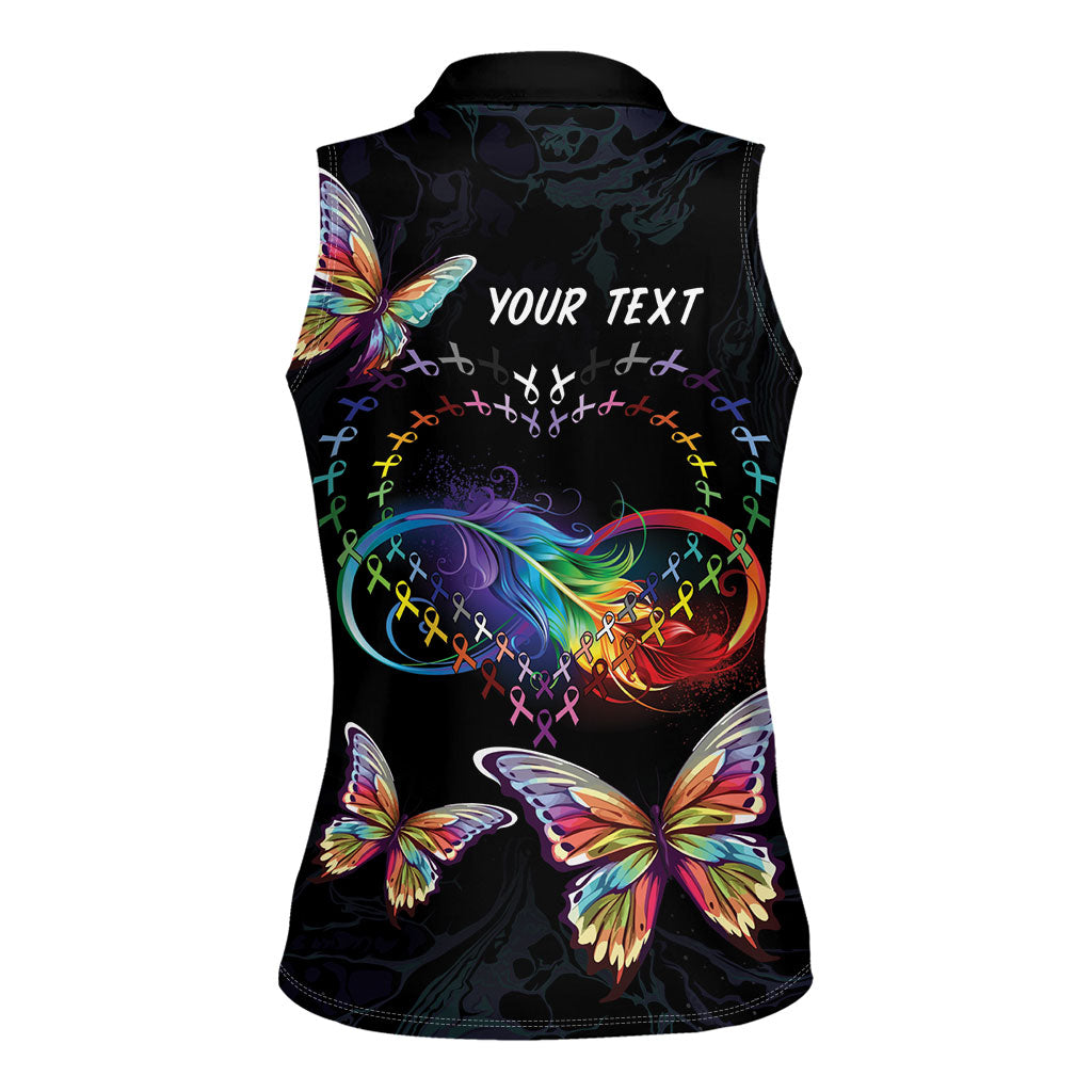 Fight Cancer In All Colors Personalized Women Sleeveless Polo Shirt Whimsical Butterflies
