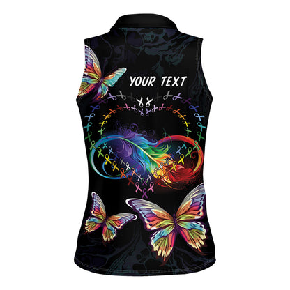 Fight Cancer In All Colors Personalized Women Sleeveless Polo Shirt Whimsical Butterflies