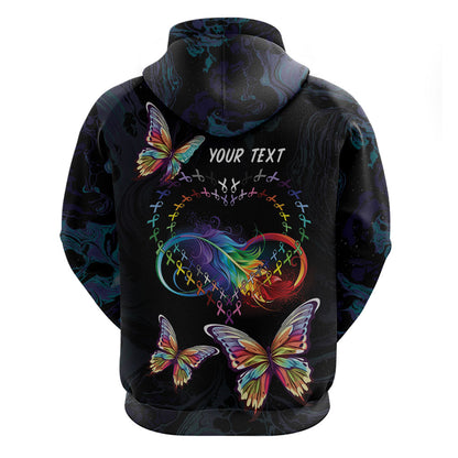 Fight Cancer In All Colors Personalized Zip Hoodie Whimsical Butterflies