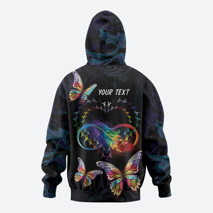 Fight Cancer In All Colors Personalized Zip Hoodie Whimsical Butterflies