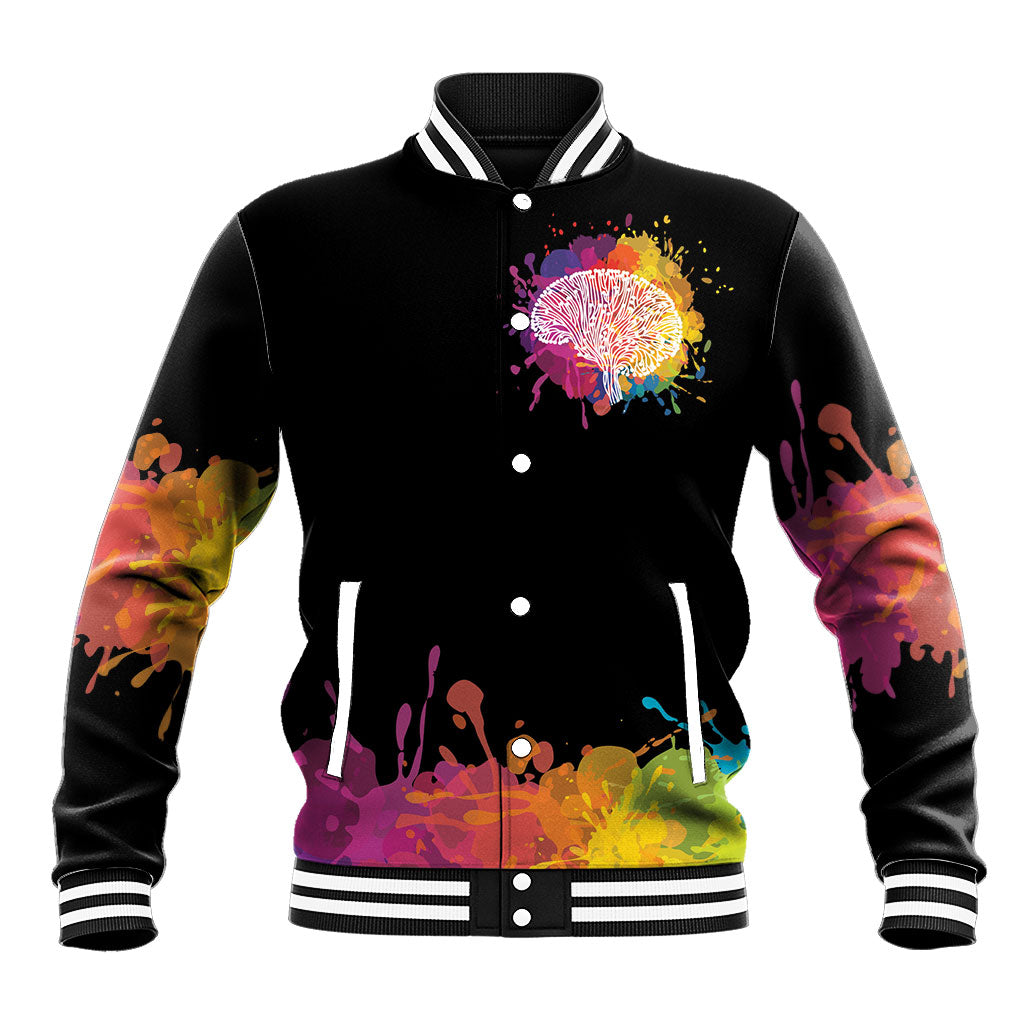 Autism Wired Differently Colors Splash Baseball Jacket