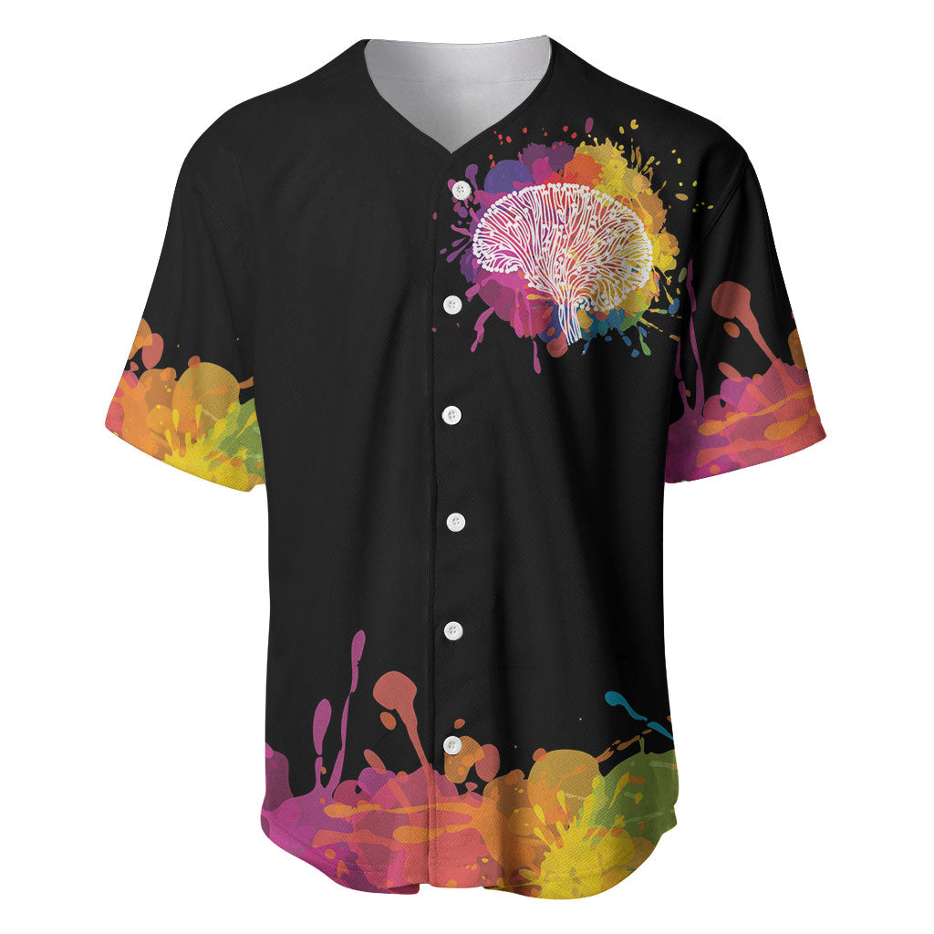 Autism Wired Differently Colors Splash Baseball Jersey