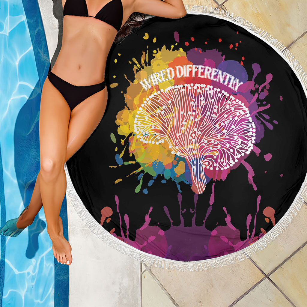 Autism Wired Differently Colors Splash Beach Blanket