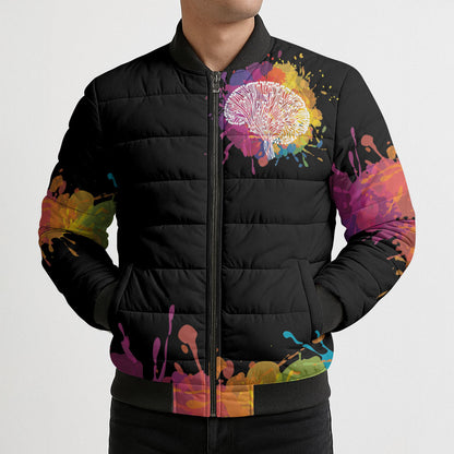Autism Wired Differently Colors Splash Bomber Puffer Jacket