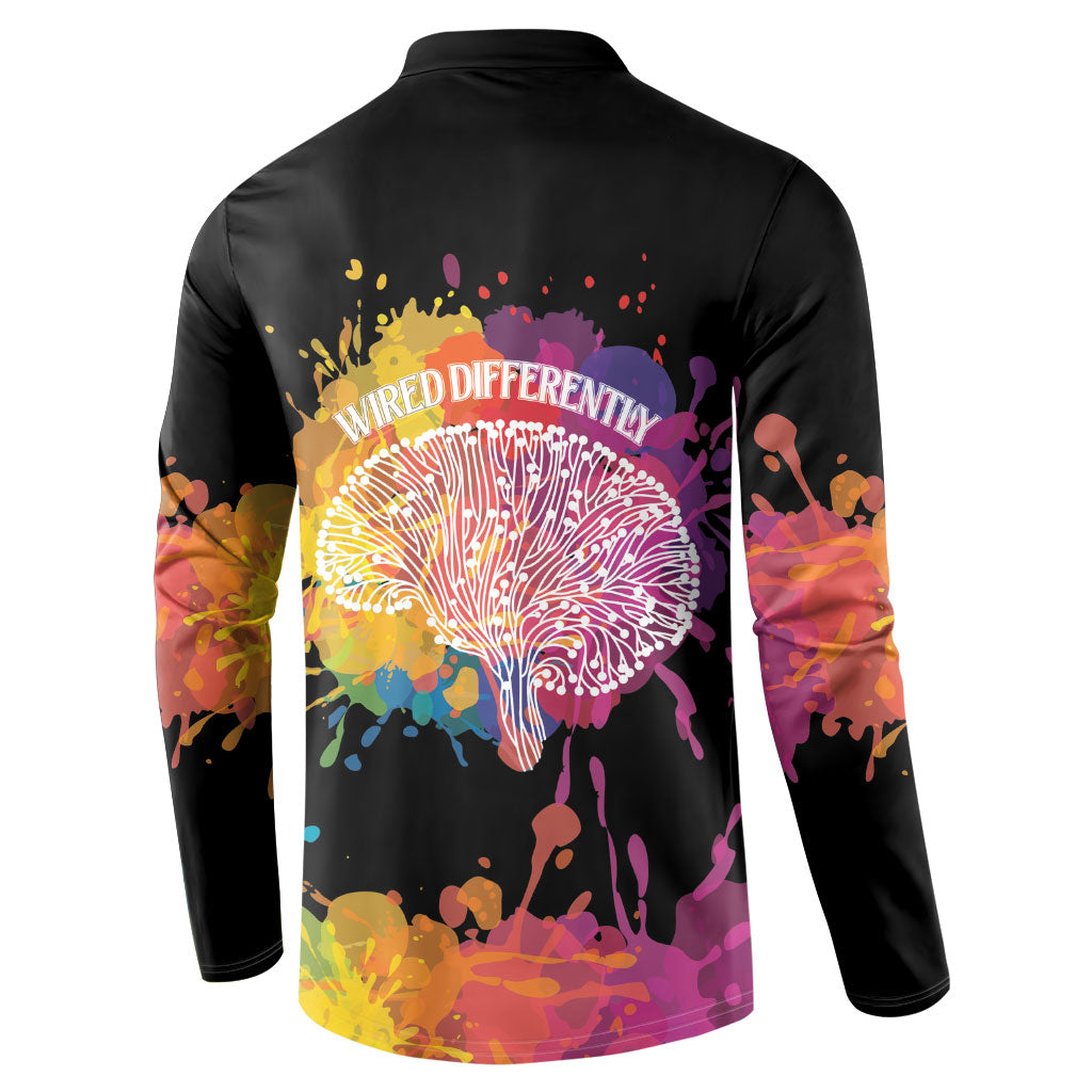 Autism Wired Differently Colors Splash Button Sweatshirt