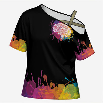 Autism Wired Differently Colors Splash Cross Shoulder Shirt