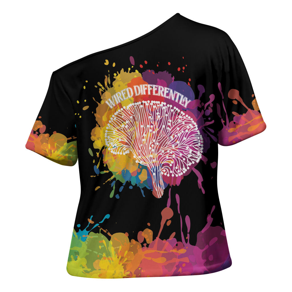 Autism Wired Differently Colors Splash Cross Shoulder Shirt