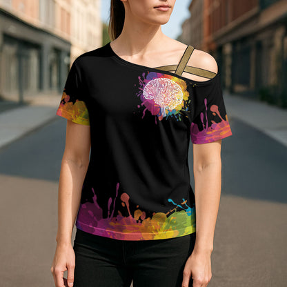 Autism Wired Differently Colors Splash Cross Shoulder Shirt
