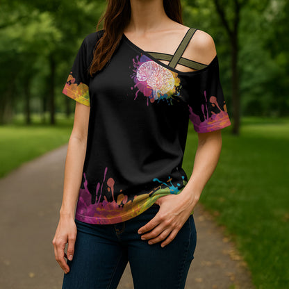 Autism Wired Differently Colors Splash Cross Shoulder Shirt