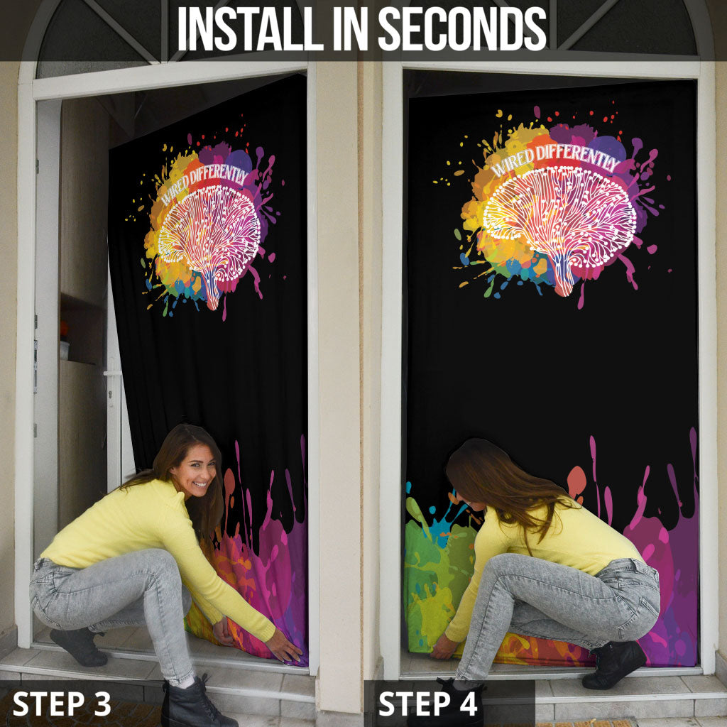 Autism Wired Differently Colors Splash Door Cover