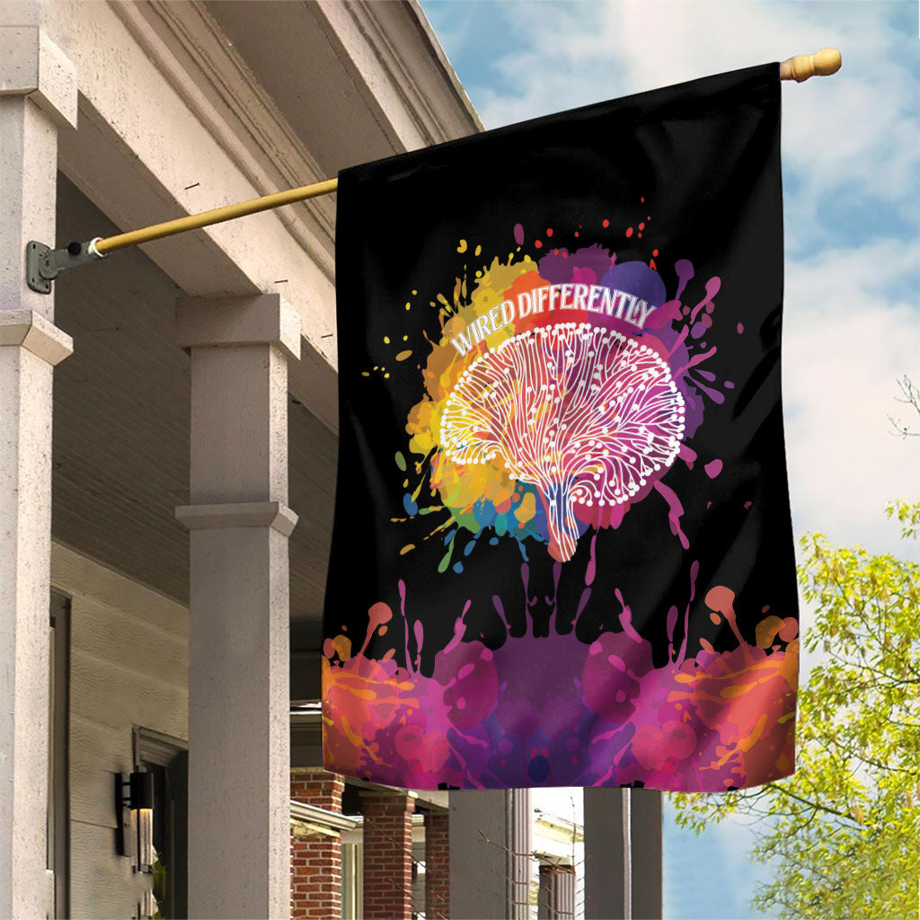 Autism Wired Differently Colors Splash Garden Flag