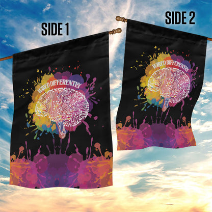 Autism Wired Differently Colors Splash Garden Flag