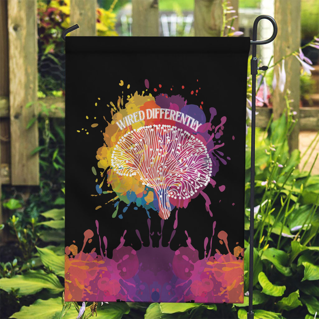 Autism Wired Differently Colors Splash Garden Flag