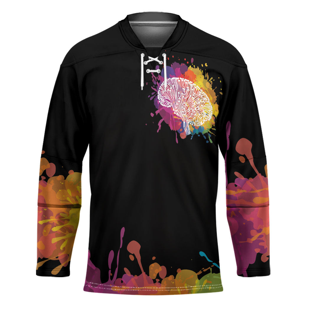 Autism Wired Differently Colors Splash Hockey Jersey