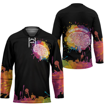 Autism Wired Differently Colors Splash Hockey Jersey