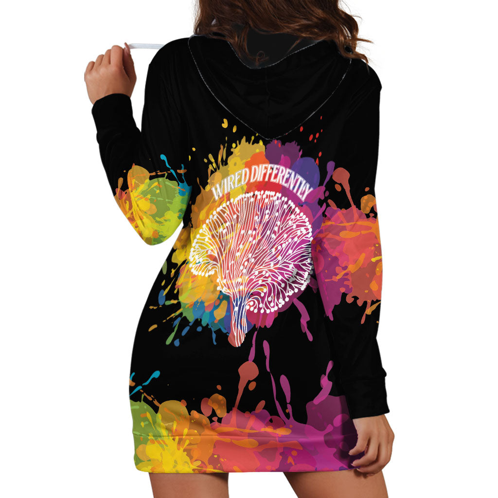 Autism Wired Differently Colors Splash Hoodie Dress