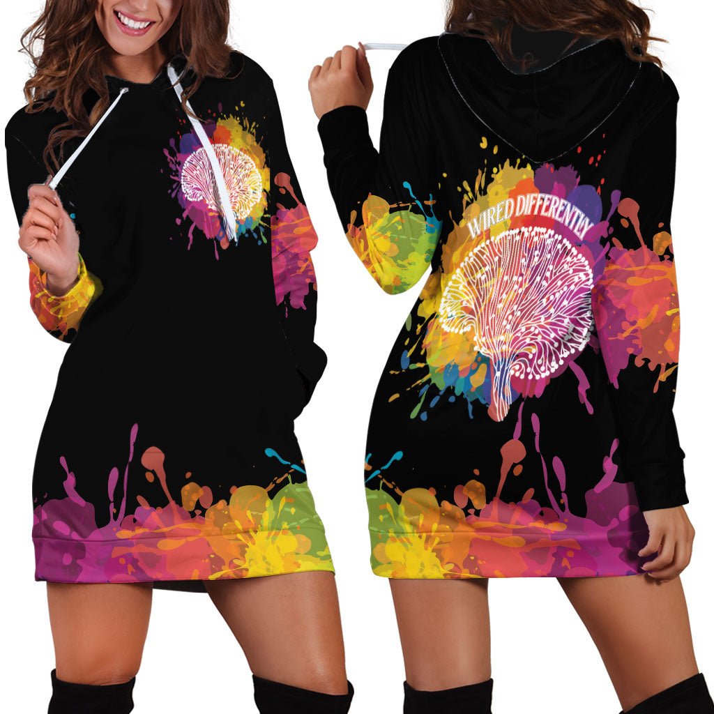 Autism Wired Differently Colors Splash Hoodie Dress