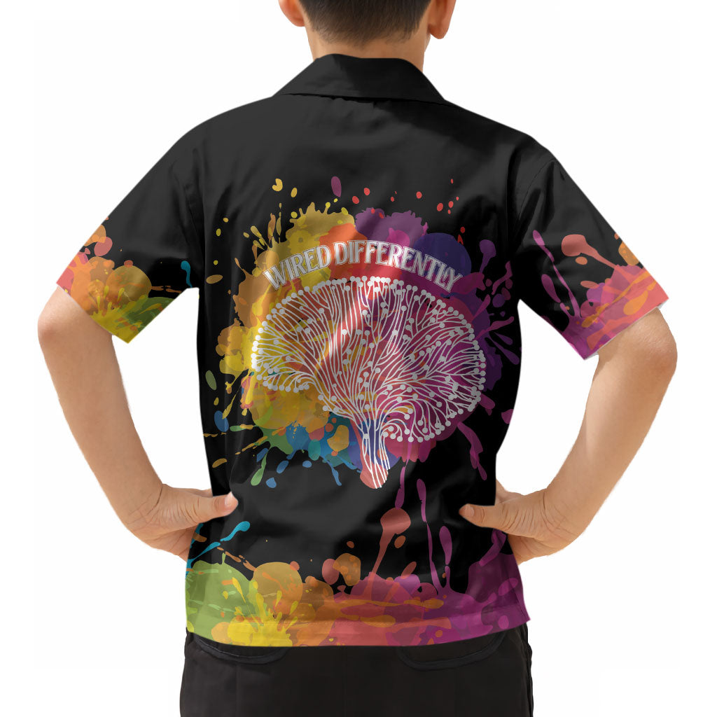 Autism Wired Differently Colors Splash Kid Hawaiian Shirt