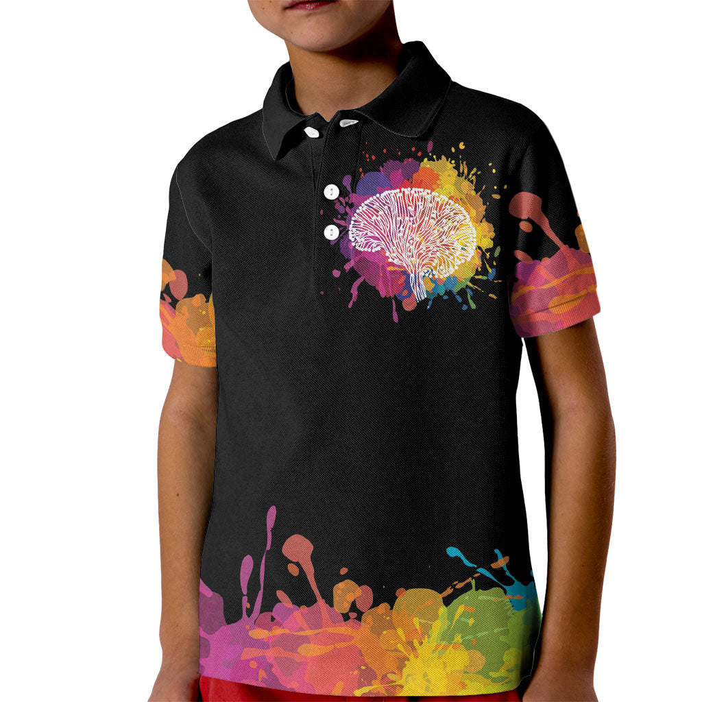 Autism Wired Differently Colors Splash Kid Polo Shirt