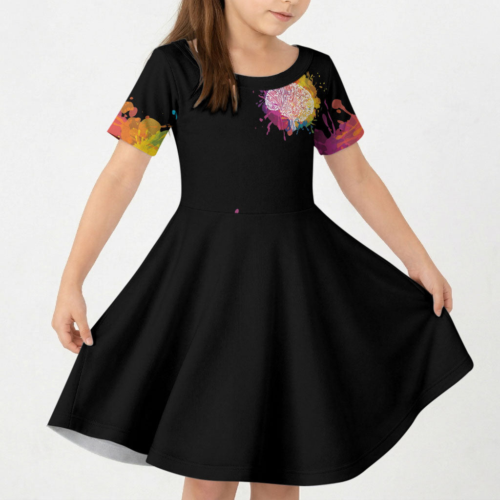 Autism Wired Differently Colors Splash Kid Short Sleeve Dress