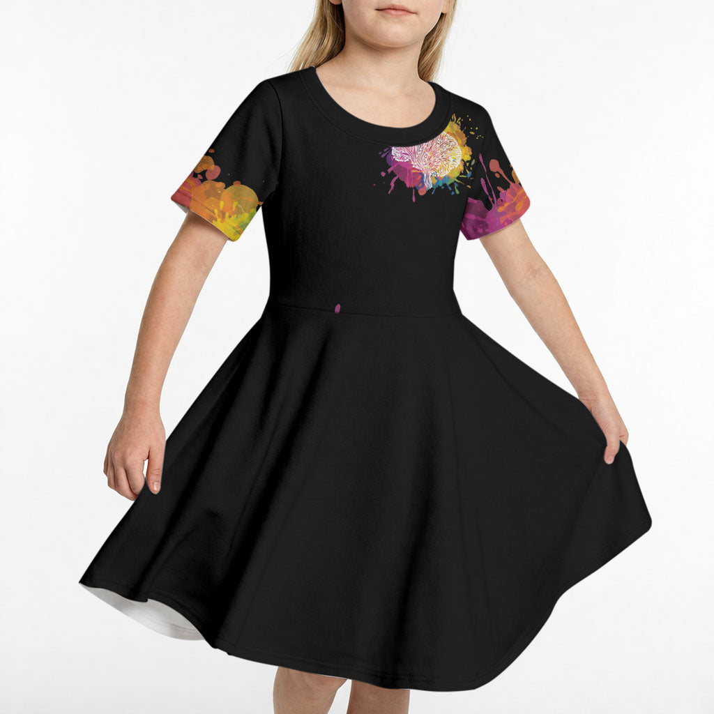 Autism Wired Differently Colors Splash Kid Short Sleeve Dress