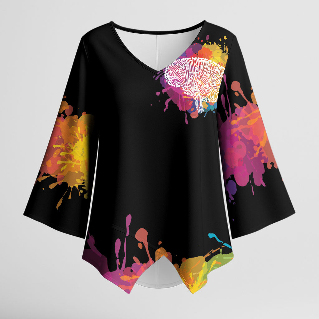 Autism Wired Differently Colors Splash Kimono Sleeve Blouse