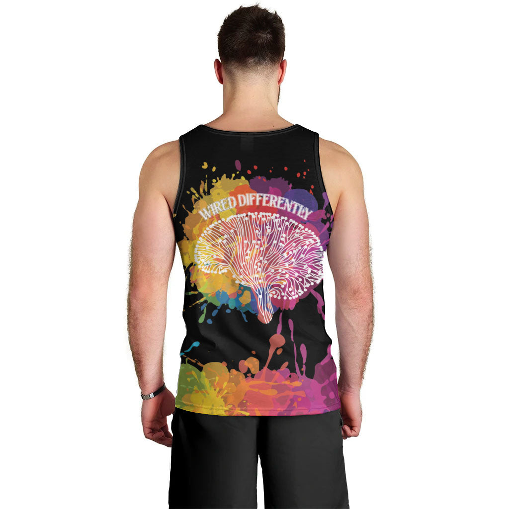 Autism Wired Differently Colors Splash Men Tank Top