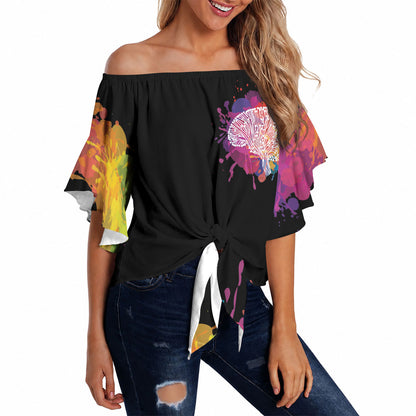 Autism Wired Differently Colors Splash Off Shoulder Wrap Waist Top
