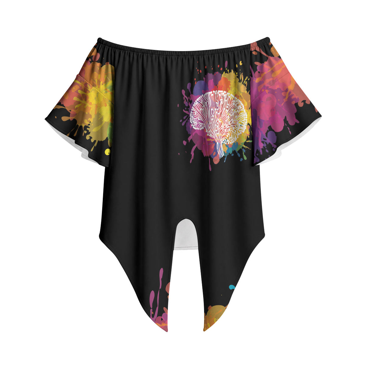 Autism Wired Differently Colors Splash Off Shoulder Wrap Waist Top