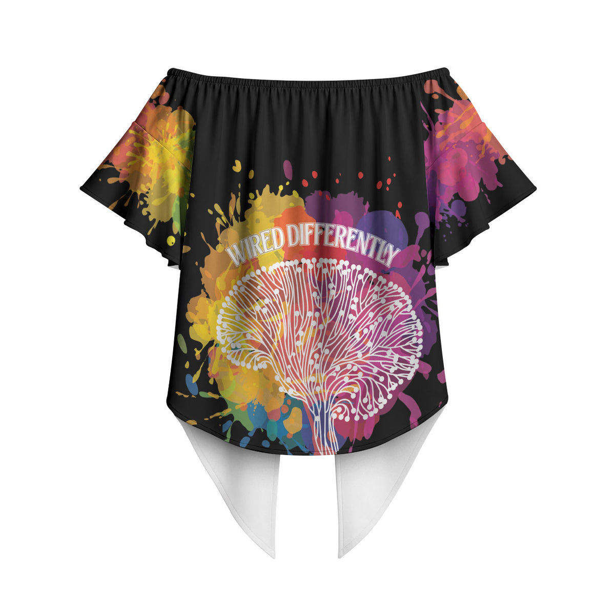 Autism Wired Differently Colors Splash Off Shoulder Wrap Waist Top