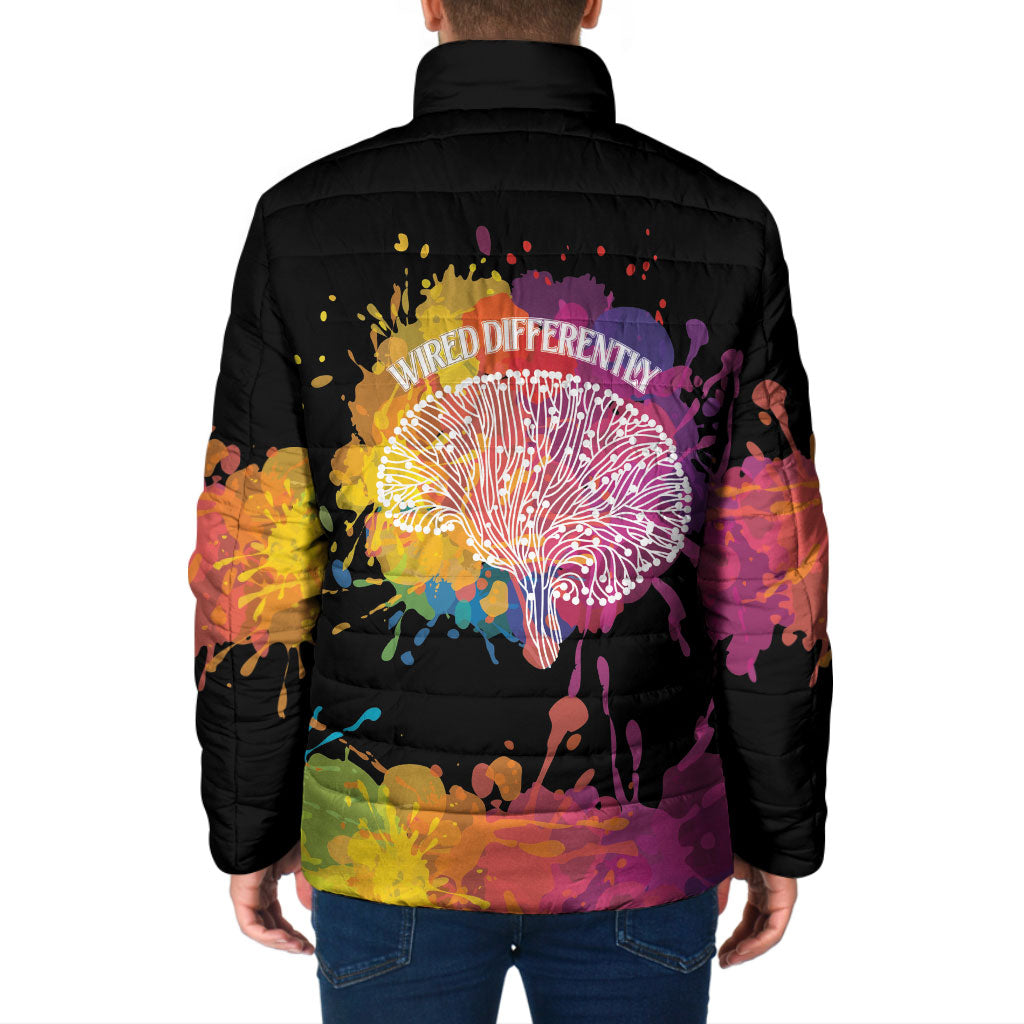 Autism Wired Differently Colors Splash Padded Jacket